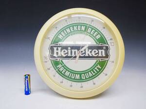 ◆(NS) Heineken ハイネケン 壁掛け 温度計 室温計 Heineken Beer ハイネケンビール 直径 約22.5cm 販促品 ノベルティ コレクション