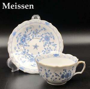 7703004-2【Meissen】マイセン/シノワズリシリーズ/インドの華リッチ/ブルー/カップ＆ソーサー/美品