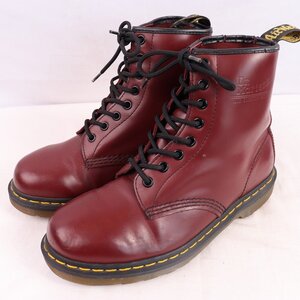 ドクターマーチン UK6/24.5cm～25.0cm/8ホール 1460 バーガンディ ワイン ブーツ レザー drmartens メンズ レディース 中古 dh4178