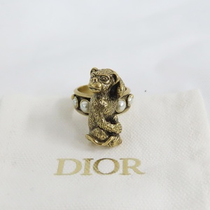 Ts565241 ディオール リング・指輪 メタル モンキーデザイン フェイクパール Dior #L 超美品