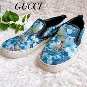 【状態良好】GUCCI グッチ　GGブルームス GGスプリーム 　フローラル　フラワー　スリッポン　花柄　UK5.5　24.5㎝