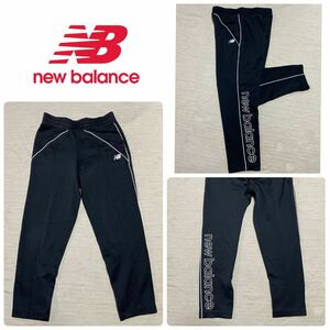 極美 new balance デカ ロゴ パイピング ライン ジャージ パンツ 黒 ランニング NB DRY XS PANTS GOLF