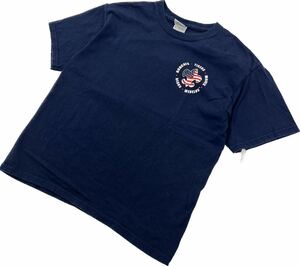 GILDAN ☆ 両面プリント◎ 横田基地 米軍 カブスカウト 半袖 Tシャツ コットン ネイビー ユース M アメリカ 日本 古着 ギルダン■S2319