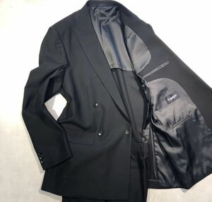 新品【サイズBB8 3L★特大礼服】4Bダブルスーツ 礼服 ブラックフォーマル 背抜き ノーベンツ 1タック 冠婚葬祭 ウール100 アジャスター付き