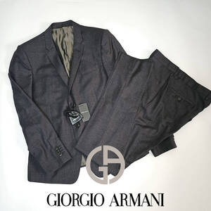 大きいサイズ 最高の細身のスタンダード 定価50万 ダークグレー スーツ GIORGIO ARMANI ジョルジオアルマーニ 54 XXLサイズ 