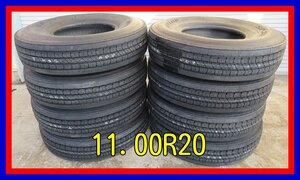 ■中古タイヤ■　11.00R20 14PR DUNLOP SP353 TB トラック ８本 チューブ リング バリ溝 サマー S 新品並み 良好 激安 送料無料 E662