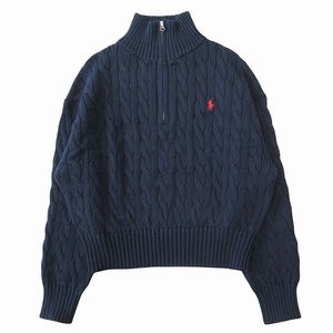 未使用品 ポロ バイ ラルフローレン Polo by Ralph Lauren ケーブルニット コットン クォータージップ セーター カットソー 長袖 S