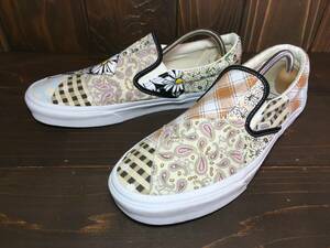 ★VANS バンズ US企画 slip on スリッポン パッチワーク ペイズリー チェッカー 花柄 27.5cm 美品 Used 検 SK8 オールドスクール ERA