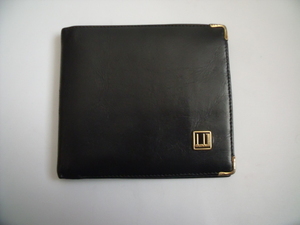 $ 美品 $ ◆ dunhill ◆ ダンヒル ◆ 本革 レザー素材・ 2つ折り 財布 札入れ カード入れ ◆ ロゴプレート付き◆ ブラック 黒 ◆ 送料無料