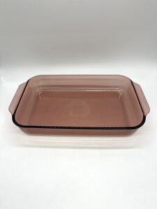 【 パイレックス pyrex ガラス 皿 高さ約5.8cm 横約38.3cm×約23.9cm 】 調理 器 キャセロール レトロ アンティーク トレイ ディッシュ