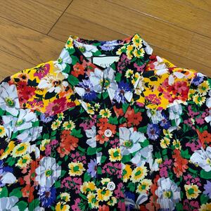 ●Gucciグッチ小花柄パネル配色シルクボウタイリボンブラウス