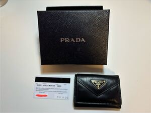 PRADA プラダ 財布 1MH021VITELLO MOVE ヴィテッロムーヴ カーフレザー NERO 黒 三つ折り財布 ブラック ミニ財布