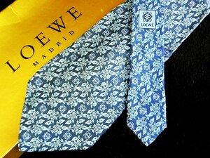 ♪今週の特売980円～♪2128♪状態並品【LOEWE】ロエベ【葉っぱ 植物 ロゴ入 柄】ネクタイ♪