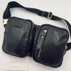 【超希少・美品】GUCCI シマレザー GG ボディバッグ ベルトバッグ メンズ