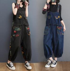 レディース サロペット オーバーオール デニムパンツ つなぎ オールインワン ジーンズ デニムサロペット ロング 作業服 Ｍ~2XL