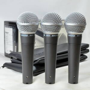 【A】Shure SM58 3本セット ポーチ付属 マイクホルダー無し 本物保証(トランス確認) メキシコ製 ダイナミックマイク 送料無料可