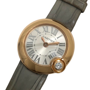 カルティエ Cartier バロン ブラン ドゥ カルティエ WGBL004 シルバー K18PG/革ベルト 腕時計 レディース 中古