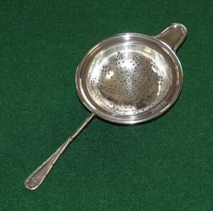 アンティーク銀製品　ティーストレーナー　英国製　スターリングシルバー　純銀　茶こし　1911年　骨董　ジャポニズム