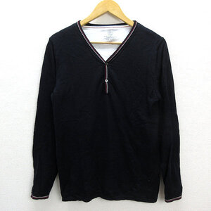 ◇ ユナイテッドアローズ/UNITED ARROWS B&Y レイヤード ヘンリーネックセーター/薄手【L】紺/MENS/74【中古】■