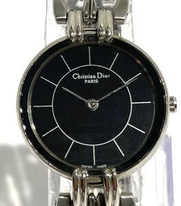 △ck-360 Christian Dior クリスチャンディオール 46-153-3 ブラック文字盤 QZ クオーツ レディース 腕時計 現状品(S299-14)