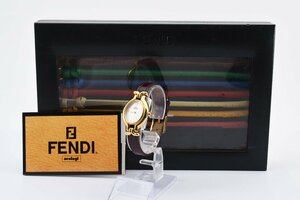 美品 箱付き 替えベルト フェンディ 640L ラウンド ゴールド クォーツ レディース 腕時計 FENDI