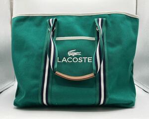 240615568000 LACOSTE ラコステ トートバッグ ハンドバッグ A4収納可能 ビジネスバッグ グリーン 緑色 ミニポーチ付 ユニセックス 中古