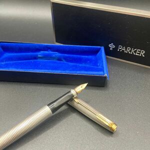 5 PARKER STERLING CAP & BARREL USA SILVER スターリング シルバー パーカー 万年筆 格子 シズレ ペン先 14K 14金 ビンテージ