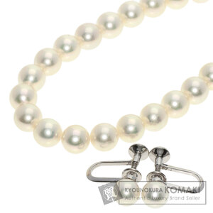 MIKIMOTO ミキモト パール 真珠 イヤリング 2点セット ネックレス K14ホワイトゴールド レディース 中古