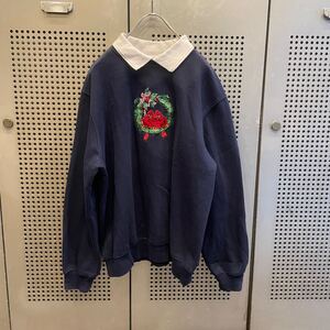 古着　ヴィンテージ　vintage sweat スウェット　トレーナー　刺繍　クリスマス　カラフル　個性派