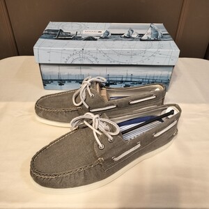 K12301 ◆SPERRY TOP-SIDER/スペリー トップサイダー A/O 2 EYE OLIVE SALT WASH デッキシューズ キャンバスシューズ 箱付き 未使用品◆