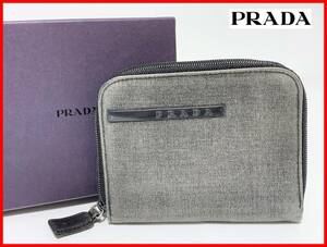 即決 PRADA プラダ 二つ折り 財布 ラウンド 箱付 ウォレット レディース メンズ mbs