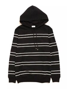 サンローラン メンズ ストライプ スウェットパーカー ブラック サイズM SAINT LAURENT 759979 Y37IL 1095 新品