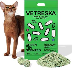 VETRESKA ベトレスカ おから猫砂 豆腐猫砂 脱臭 抗菌 真空パック 2.５L　 猫トイレ用品 自然エコフレンドリー 超吸収性 緑茶の香り