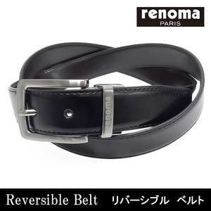 renoma　メンズ　リバーシブルベルト　本革　黒/濃茶　レノマ　イタリー製ビジネスベルト　bt-ren01