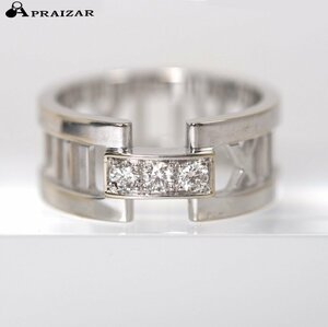 Tiffany & Co. ティファニー 750 K18ホワイトゴールド ダイヤ アトラス リング 約12.5号 ケース付 [58613]