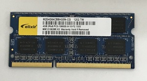 ELIXIR 2rx8 PC3-10600S 4GB DDR3ノートPC用 メモリ DDR3-1333 4GB 204ピン DDR3 LAPTOP RAM ノート用メモリ