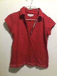 美品 TOMMY GIRL トミーガール ポロシャツ 半袖 赤 レディース　S　221008