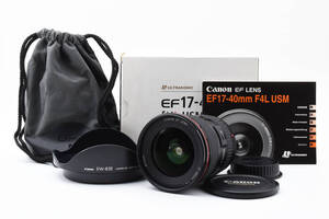 元箱 ケース 取扱説明書付 シリアル一致★ほぼ新品★ Canon キヤノン EF 17-40mm F4L USM 超広角ズームレンズ (4259)