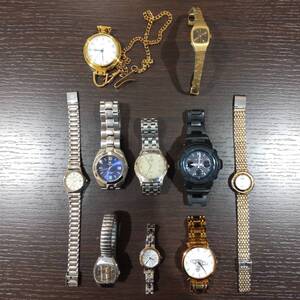 #19768A【現状品】★CITIZEN エコドライブ/CASIO G-SHOCK 5230 AWG-M100BC 他 SEIKO POLO等 腕時計 懐中時計 おまとめ 10点★