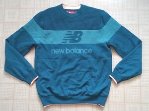 即決 New Balance GOLF 防風裏地付きセーター ブルーグリーン系 5サイズ Lサイズ相当 ニューバランス ゴルフ