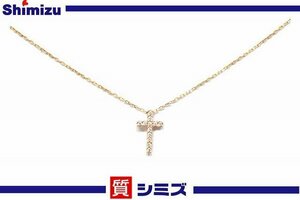 【STAR JEWELRY】美品 スタージュエリー K18YG 0.03ｃｔ ダイヤ クロスネックレス アクセサリー◆質屋出品