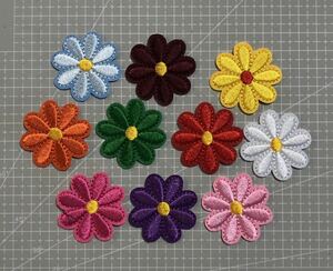 10枚組 花ワッペン アイロンワッペン 刺繍 アップリケ ワンポイント　新品