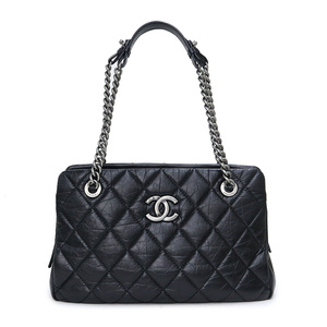 （未使用保管品）シャネル CHANEL マトラッセ ココマーク チェーン ショルダー ハンドバッグ エイジドカーフスキン レザー ブラック 黒