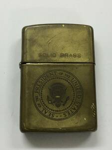 1円！ZIPPO ジッポ ライター SOLID BRASS ソリッドブラス SEAL OF THE PRESIDENT OF THE UNITED STATES ダブルイヤー 1932-1990 着火確認済