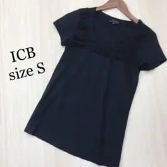 ICB アイシービー フリル Tシャツ カットソー ブラック S