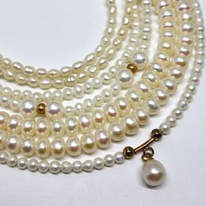 1円〜!!《K18/K14 本真珠ネックレス4点おまとめ》J 約33.7g 約38.0-42.0cm パール pearl necklace プリンセス EA2/EA4 E162