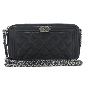 シャネル CHANEL A84069 ボーイシャネル/マトラッセ 黒 チェーンウォレット/ヴィンテージシルバー金具 24番台 財布