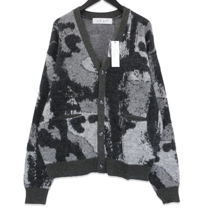 未使用 BAL バル ジャガード ウールカーディガン BAL-2076 JACQUARD WOOL CARDIGAN ニット アクリル ブラック 黒 2 タグ付き 71010593