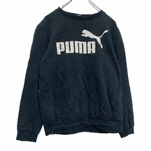 PUMA ロゴ スウェット トレーナー キッズ XL 160～ ブラック ホワイト プーマ 裏起毛 古着卸 アメリカ仕入 a601-5900