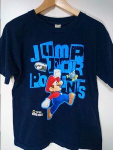 ☆スーパーマリオ プリント Tシャツ ゲーム キャラ USサイズ BOYS【L】ネイビー コットン 古着 　　　　　◆81269◆